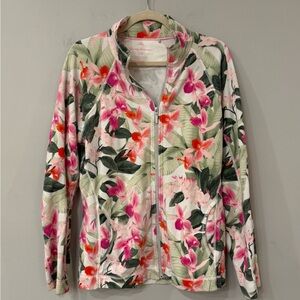 Tommy Bahama Women’s Size Large Floral Zip-Up Jacket - Pink & Green